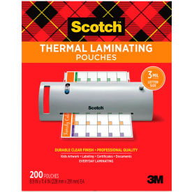 Scotch® Letter Size Thermal Laminating Pouches 3 mil 11 2/5 x 8 9/10 200 per Pack