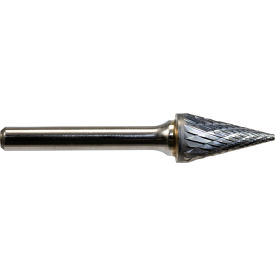 MASTERCUT TOOL CORP SM-1DC-GI Global Industrial Pointed Cone Bur, Double Cut, 2"L x 1/4" Shank Dia., 1/2" Len of Cut image.