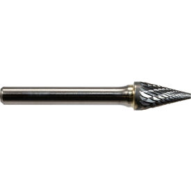 MASTERCUT TOOL CORP SM-43L2DC-GI Global Industrial Pointed Cone Shaped Bur, Double Cut, 2"L x 1/8" Shank Dia., 1/8" Cut Dia. image.