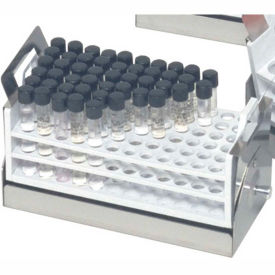Thermo Scientific 600076 Thermo Scientific Adjustable Test Tube Rack with Holder, 72 Places, 10-13mm Tubes image.