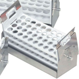 Thermo Scientific 600077 Thermo Scientific Adjustable Test Tube Rack with Holder, 40 Places, 16-20mm Tubes image.