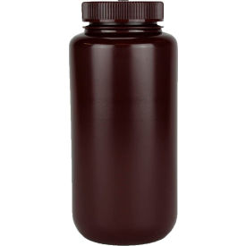 Thermo Scientific DS2185-0032 Thermo Scientific Nalgene™ Wide-Mouth Amber HDPE Economy Bottles with Closure, 1L, Case of 24 image.