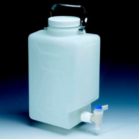 Thermo Scientific DS2327-0050 Thermo Scientific Nalgene™ Rectangular Fluorinated HDPE Carboy with Spigot, 20L, 1 Each image.