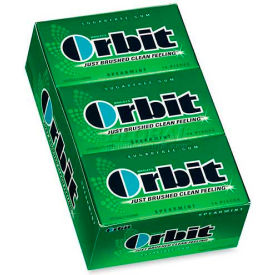 Marjack MRS11484 Wrigley® Orbit Chewing Gum, Spearmint, 14 Pieces/Pack, 12/Box image.