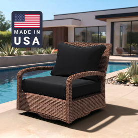 California Umbrella Deep Seat Cushion Rectangular Memory Foam Core Sunbrella Black Fabric 