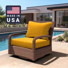 California Umbrella Deep Seat Cushion Memory Foam Core Sunbrella Sunflower Yellow Fabric 