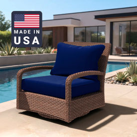 California Umbrella Deep Seat Cushion Rectangular Memory Foam Core Sunbrella True Blue Fabric 