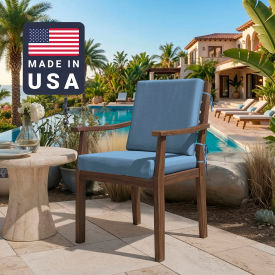 California Umbrella Dining Chair Cushion Square Memory Foam Core Sunbrella Air Blue Fabric 