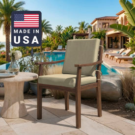 California Umbrella Dining Chair Cushion Square Memory Foam Core Sunbrella Antique Beige Fabric 