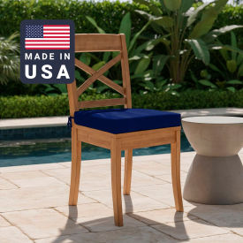 California Umbrella Seat Pad Cushion Square Memory Foam Core Sunbrella True Blue Fabric Set of 2 