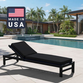 California Umbrella Chaise Lounge Cushion Rectangular Memory Foam Core Sunbrella Black Fabric 