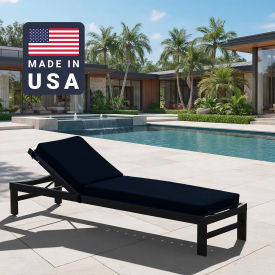 California Umbrella Chaise Lounge Cushion Rectangular Memory Foam Core Sunbrella Navy Fabric 