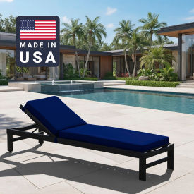 California Umbrella Chaise Lounge Cushion Rectangular Memory Foam Core Sunbrella True Blue Fabric 