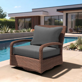 California Umbrella Deep Seat Cushion Fiber Back Foam Seat Olefin Charcoal Fabric 
