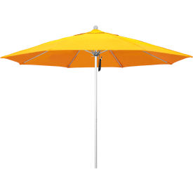 California Umbrella Venture 11 Patio Umbrella Silver Pole Olefin Lemon Fabric 