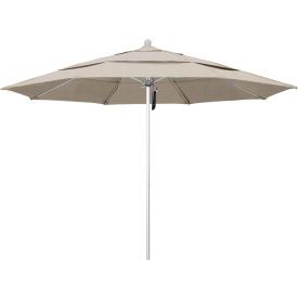 California Umbrella Venture 11' Patio Umbrella Silver Pole Olefin Woven Granite Fabric