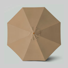 California Umbrella Venture 11 Patio Umbrella Teak Simulation Pole Sunbrella Heather Beige 