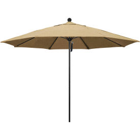 Venture 11' Patio Umbrella, Black Pole, Sunbrella 2A Linen Sesame Fabric view 2