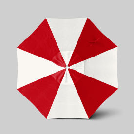 California Umbrella Venture 7.5 Patio Umbrella Silver Pole Sunbrella Natural/Jockey Red 