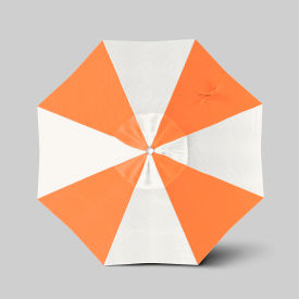 California Umbrella Venture 7.5 Patio Umbrella Silver Pole Sunbrella Natural/Tangerine 