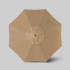 California Umbrella Venture 7.5 Patio Umbrella Teak Simulation Pole Sunbrella Heather Beige 