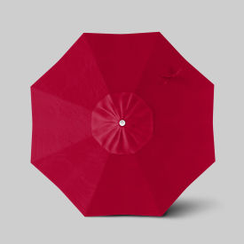 California Umbrella Venture 7.5 Patio Umbrella Ashwood Simulation Pole Sunbrella Jockey Red 