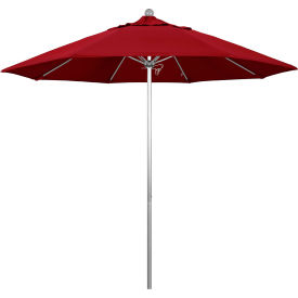 California Umbrella 9 Patio Umbrella Venture Series Silver Pole Olefin Red 