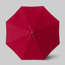 California Umbrella Venture 9 Patio Umbrella Teak Simulation Pole Sunbrella Jockey Red 