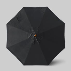 California Umbrella Venture 9 Patio Umbrella Teak Simulation Pole Sunbrella Black 