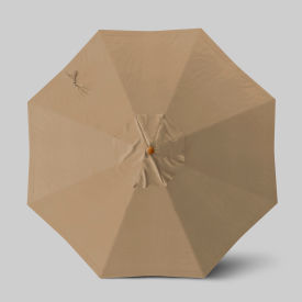 California Umbrella Venture 9 Patio Umbrella Teak Simulation Pole Sunbrella Heather Beige 