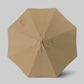California Umbrella Venture 9 Patio Umbrella Teak Simulation Pole Sunbrella Linen Sesame 