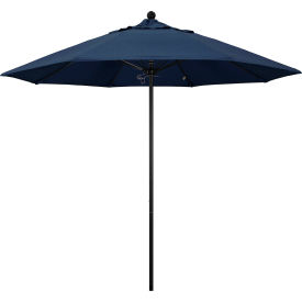 California Umbrella Venture 9 Patio Umbrella Black Pole Sunbrella 1A Spectrum Indigo Fabric 