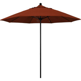 California Umbrella Venture 9 Patio Umbrella Black Pole Olefin Terracotta Fabric 