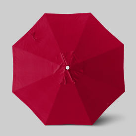 California Umbrella Venture 9 Patio Umbrella Ashwood Simulation Pole Sunbrella Jockey Red 