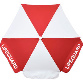 California Umbrella Lifeguard 6 Market Umbrella Silver Pole Olefin White/Red Alternating Panels 