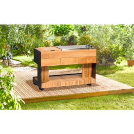 Astella Styles Outdoor Mobile Bistro Island 4 Burner Propane Gas Teak/Black