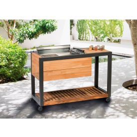 Astella Styles Outdoor Mobile Grill Island 4 Burner Propane Gas Teak/Black