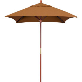 California Umbrella Grove 6 Square Patio Umbrella Wood Pole Sunbrella 1A Teak Fabric 
