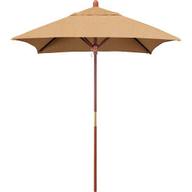 6' Square Patio Umbrella, Wood Pole, Sunbrella 2A Linen Sesame Fabric view 2