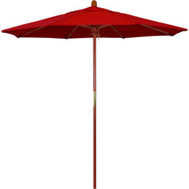 California Umbrella 7.5 Patio Umbrella Grove Series Hardwood Pole Sunbrella Jockey Red 