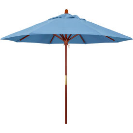 California Umbrella 9 Patio Umbrella Grove Series Hardwood Pole Sunbrella Air Blue 