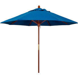 9' Patio Umbrella, Hardwood Pole, Sunbrella Fabric, Regatta Blue view 2