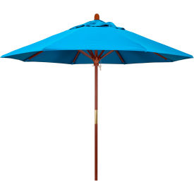 California Umbrella 9 Patio Umbrella Grove Series Hardwood Pole Sunbrella Cyan 