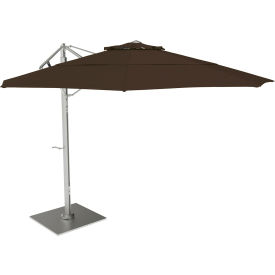 California Umbrella Sola 11 Cantilever Umbrella Silver Frame Sunbrella True Brown Fabric 