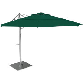 California Umbrella Sola 11 Cantilever Umbrella Silver Frame Sunbrella Forest Green Fabric 