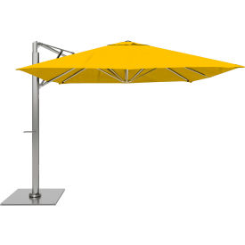California Umbrella Sola 10x10 Cantilever Umbrella Silver FrameSunbrella Sunflower Yellow Fabric 