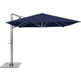 California Umbrella Sola 10 x 10 Cantilever Umbrella Silver Frame Sunbrella Marine Blue Fabric 
