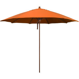 California Umbrella Madera 11 Patio Umbrella Woodgrain Pole Sunbrella 2A Tuscan Fabric 