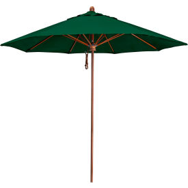 9' Round Patio Umbrella, Sunbrella 1A Forest Green Fabric view 2