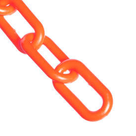 Global Industrial 00013-100 Mr. Chain Plastic Chain, 3/4" Link, 100L, HDPE, Traffic Orange image.